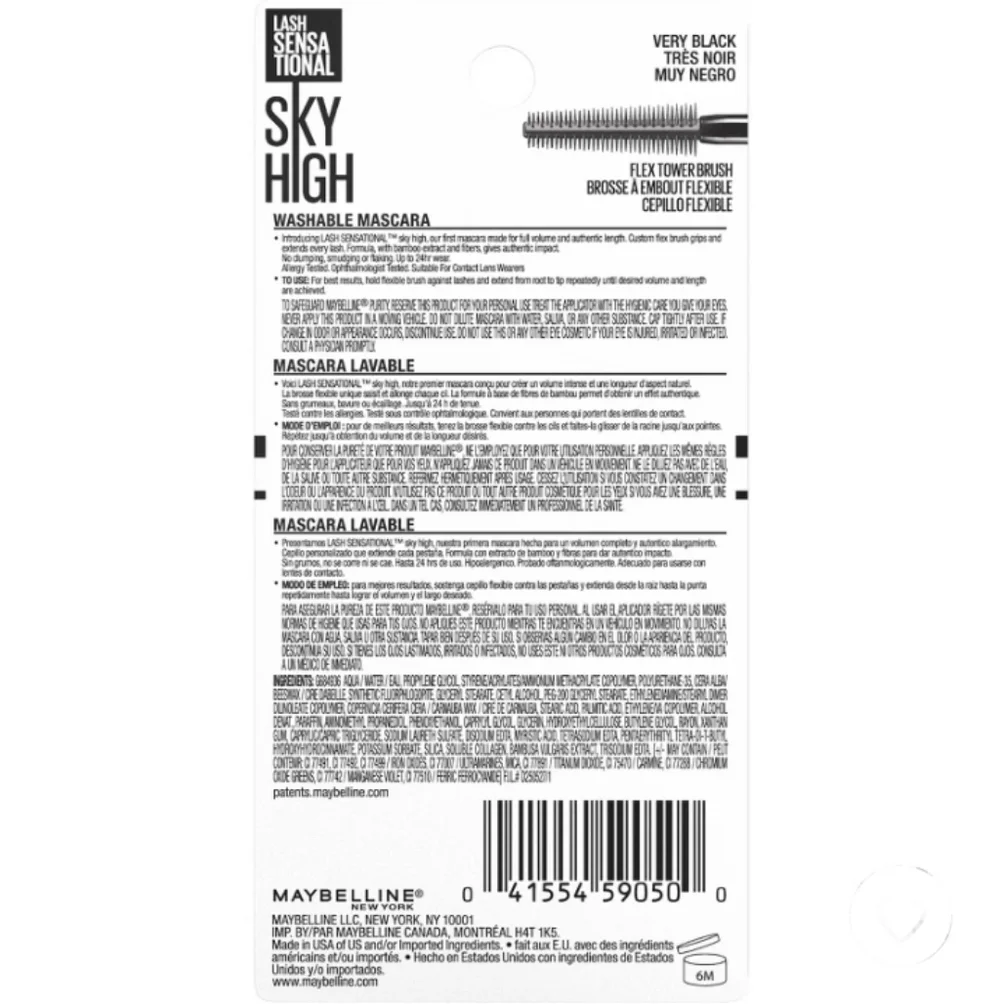 Maybelline's Sky High Mascara - Blackest Black - Washable Formula